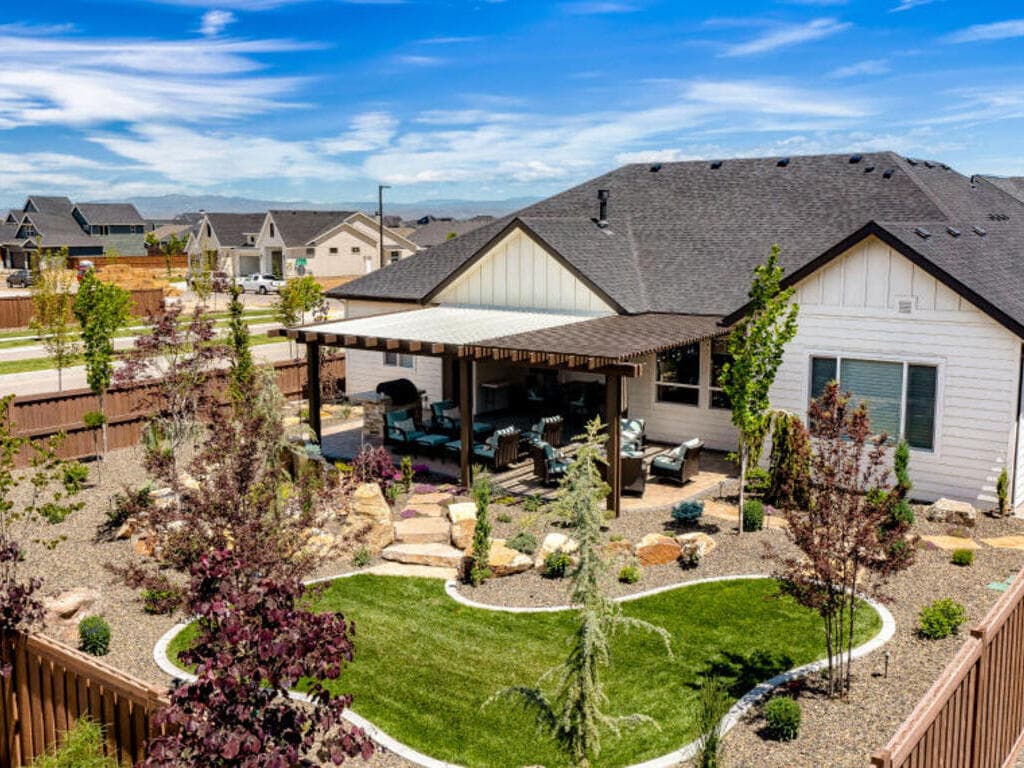 Paver patio in a Boise back yard