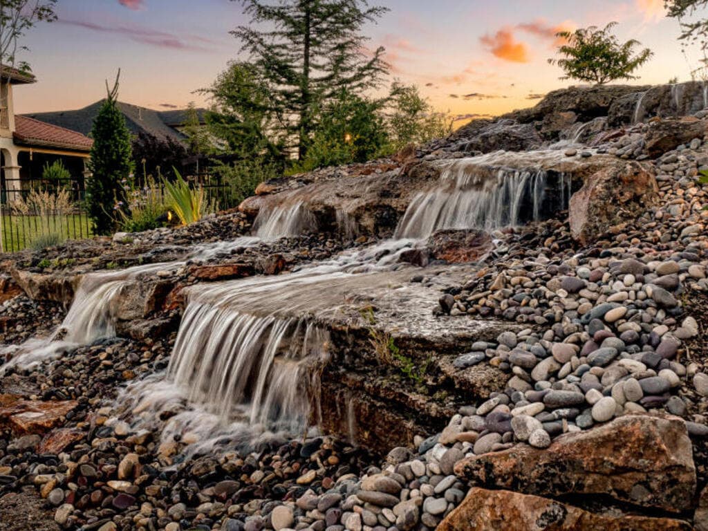 Water feature at dusk