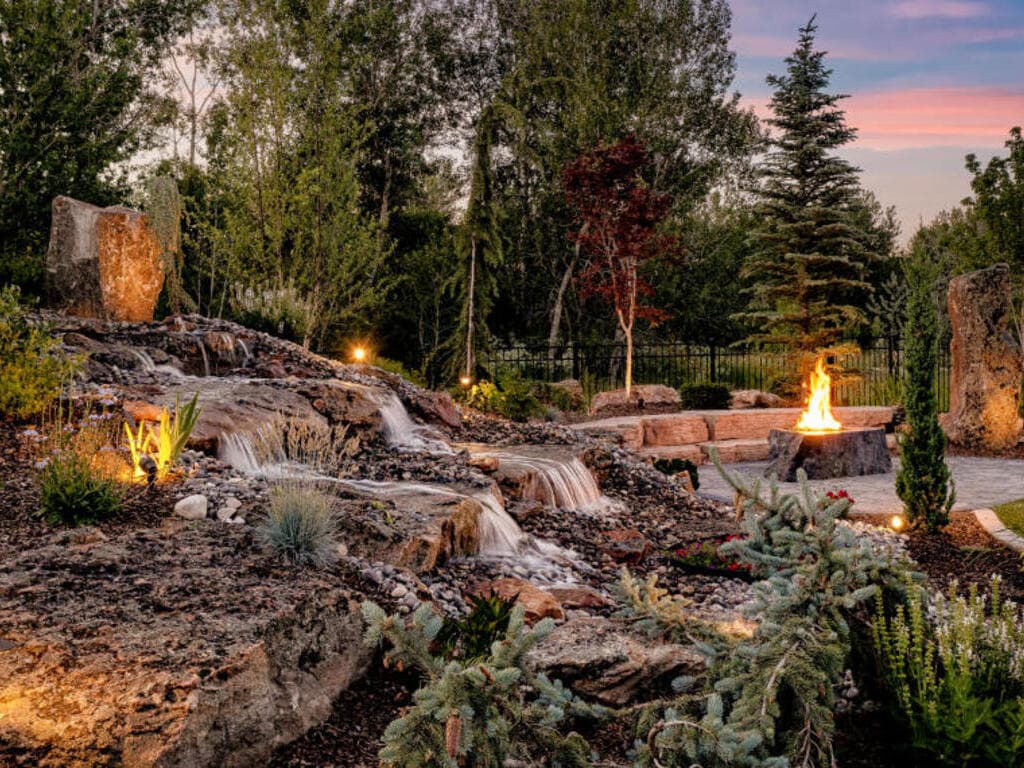 Stream with stone and planting